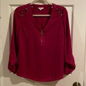Burgundy zip blouse